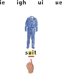 illustration of a blue suit and long i and u vowel combinations