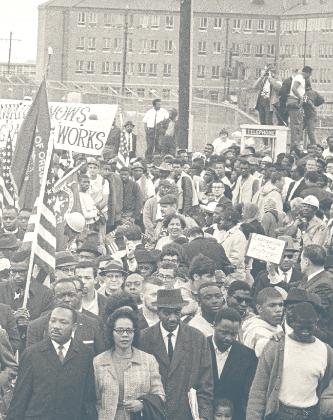 photograph of Martin Luther King, Jr. leading a civil rights march