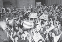 1945, New York City People were happy when Germany surrendered.