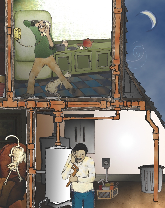 illustration of Paul talking to Mr. Brown on the telephone