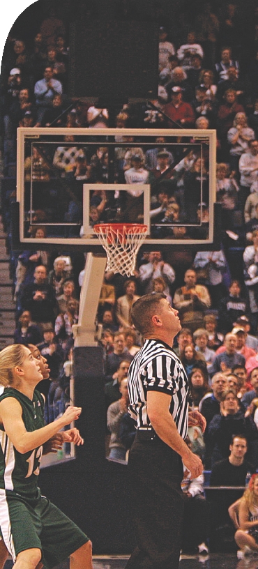 Female athletes play basketball and many other sports.