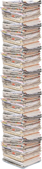 photograph of a large stack of newspapers