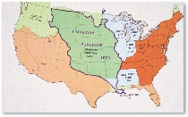 In 1803, Thomas Jefferson completed the Louisiana Purchase. This map shows the size of the Louisiana Purchase.