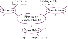 illustration of a word web graphic organizer for places to grow plants