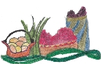 illustration of baskets of fruit and vegetables