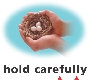 illustration of two hands holding a tiny bird's nest with eggs