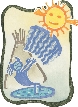 illustration of the sun and a figure representing winter