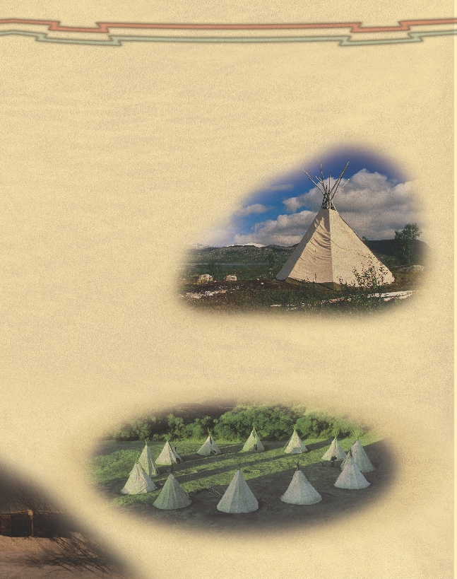 photograph of a circle of Native American teepees