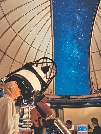 illustration of a telescope inside an observatory