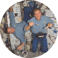 Astronauts float in space, even when they eat and sleep!