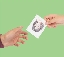 illustration of a hand giving a card to another hand