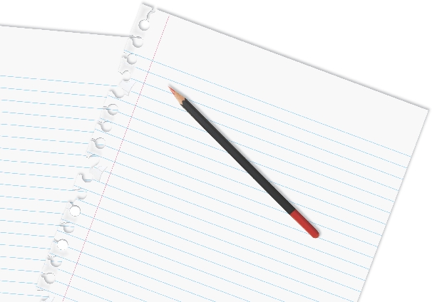 photograph of sheet of notebook paper and a pencil