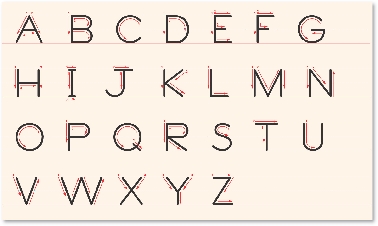 illustration of the capital letters of the manuscript alphabet