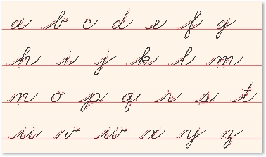 illustration of the cursive lowercase letters of the alphabet