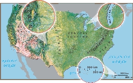 illustration of a physical map of the United States