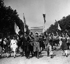 photograph of people in Paris celebrating the end of the war