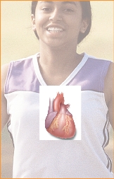 illustration of the human heart inside the young woman's chest