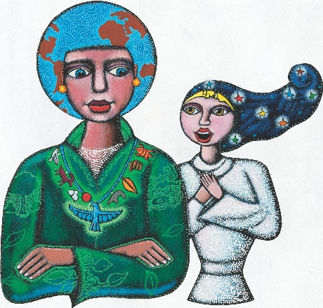 illustration of Moonshine talking to Earth Mother