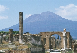 Pompeii is in Italy. It is near the active volcano Mt. Vesuvius.