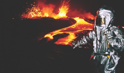 Some people study volcanoes. They wear special clothing to protect themselves from hot rocks.