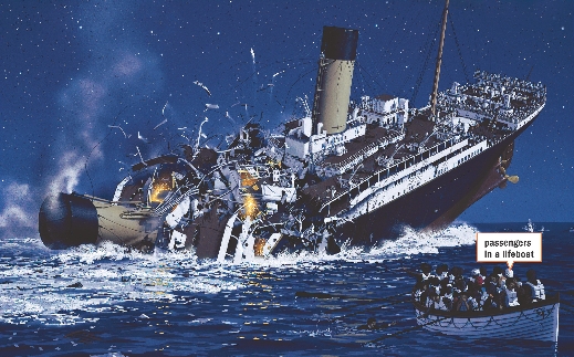 After the ship broke apart, it sank 12,000 feet to the bottom of the ocean.