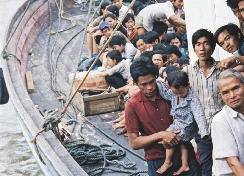 Photograph of Vietnamese people in a boat