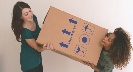 Photograph of two people carrying a heavy box