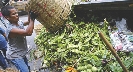 Photograph of someone emptying a basket with garbage in it