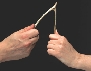 Photograph of two hands holding a wish bone