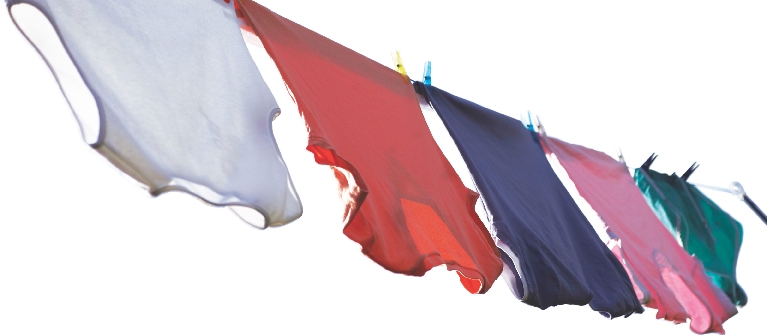 Photograph of laundry hanging on a clothesline