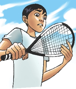 Illustration of Jose holding the racket