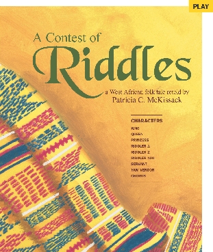 Illustration of the title page for the selection, “A Contest of Riddles”