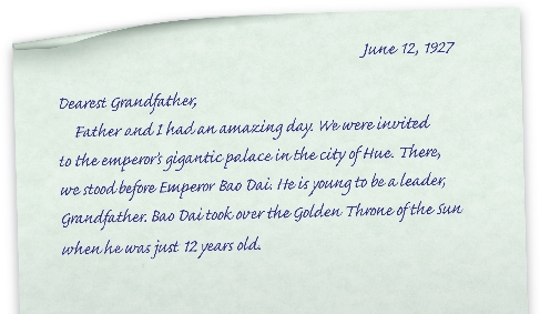 Illustration of a letter written about a visit to the emperor's palace