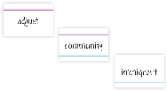 Illustration of three index cards, each with a vocabulary work printed on it