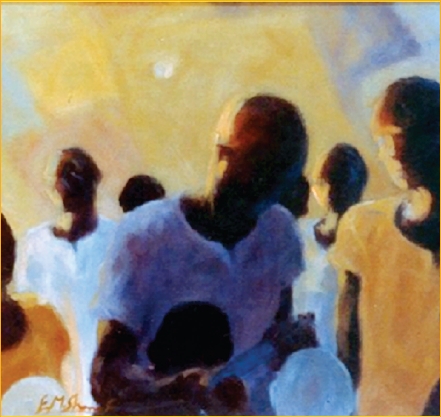 Untitled, 1997, Ejlal M. Sharif. Oil on canvas, courtesy of Sudan Artists Gallery, Philadelphia.