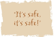 An illustration of a square containing the text “‘It's safe, it's safe!’”