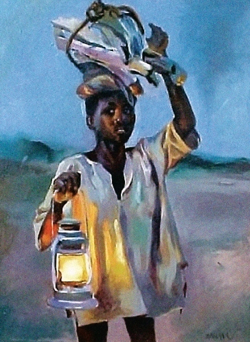 Night, Late 20th century, Nasir Bakhiet. Oil on canvas, courtesy of Sudan Artists Gallery, Philadelphia.