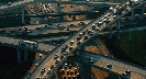 Photograph showing complex roadways with several overpasses