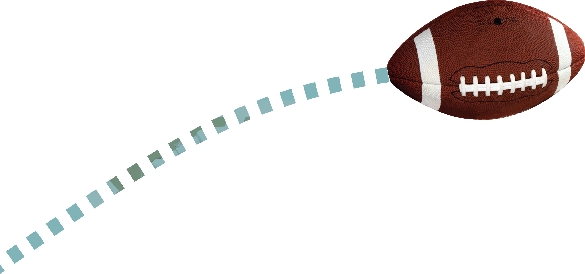 Illustration of a curvy path of a moving football