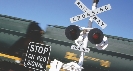 Photograph of a railroad crossing sign