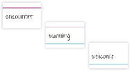 Illustration of three index cards, each with a vocabulary word on it