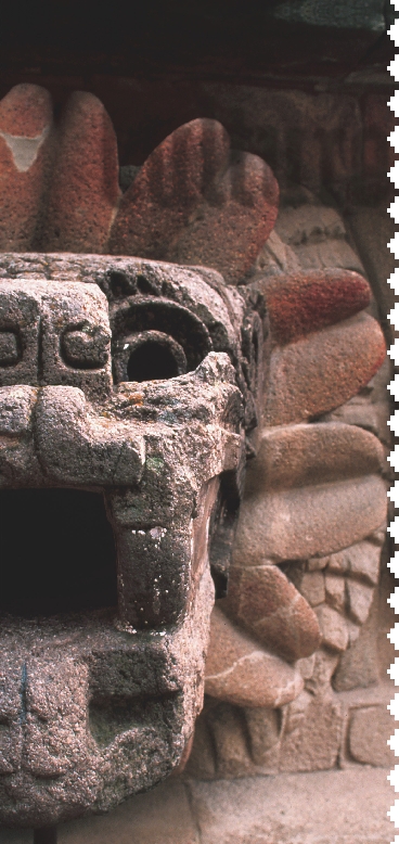 This stone carving represents an important Aztec god, Quetzalcóatl.