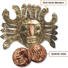 The Spaniards melted Aztec treasures to make coins like these.