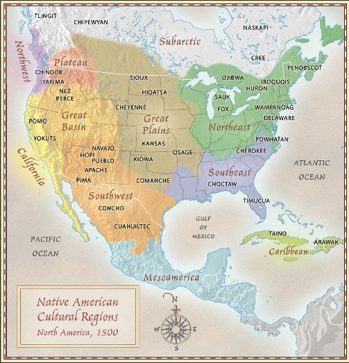 Native American Cultural Regions North America, 1500