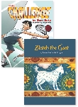 Illustration of the title pages from the selections “Zlateh the Goat” and “Challenge”