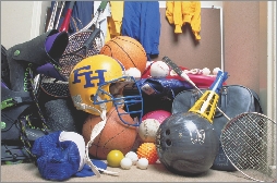 We collect sports equipment, and we give it to teams in need.