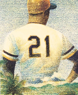 Illustration of Roberto from behind with number 21 on the back of his shirt