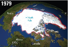 In 1979, ice covered much of the Arctic throughout the year.