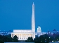 Photograph of the Lincoln Memorial, Washington Monument, and US Capital Building at night