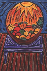 Abstract art of various foods